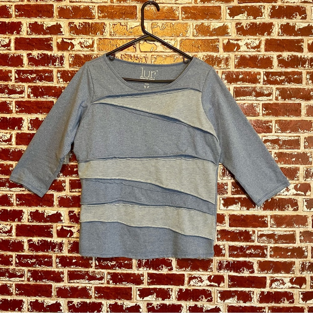 Lur Fashion For Change Asymmetrical Lagenlook 3/4 Sleeve Recycled Cotton Top. M